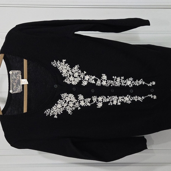 Nick And Mo Sweaters - Nick & Mo Womens Black Cardigan Sweater Floral embroidered ,size Large